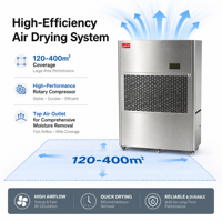 Penghilang Kelembapan Desiccant Kelas Industri Listrik Lingde Baru dengan Layar Digital, Mode Tidur, Kapasitas 498L/D, Bahan Stainless Steel