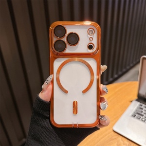 เคสแม่เหล็ก TPU ชุบด้วยไฟฟ้าสำหรับ iPhone 17 17pro 17ฟิล์มเลนส์โปรโมตสำหรับ iPhone 17 PRO MAX เคสชุบสีส้ม - Product Image 1