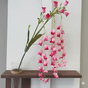 Оптовые искусственные цветы: розы, пионы, гортензии из шелка цвета розового фуксии для свадеб, кусты фуксии из шелка для домашнего декора - Product Image 6