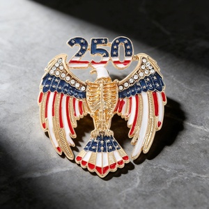 Broche HLC RTS 250e Anniversaire de l'Indépendance, en forme d'aigle, avec strass et émail, bijou patriotique du drapeau américain - Product Image 3