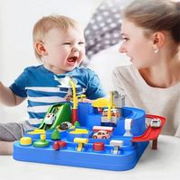 16*16cm Mavi 1:100 Ölçekli İnteraktif 4 Arabalı Yarış Pisti Slot Araba Modeli Eğitici Oyuncak Kurtarma Parkuru Macera Seti