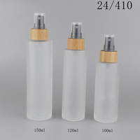 Flacon pulvérisateur en verre transparent givré blanc 30ml-120ml avec couvercle en bambou et en bois