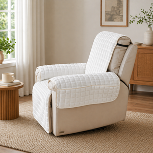 Funda de sillón reclinable acolchada de imitación de lana, lavable y personalizable, con bolsillos laterales para sillones reclinables grandes tipo Lazy Boy - Product Image 1