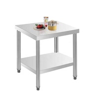 Table de préparation portable à deux niveaux en acier inoxydable 201, robuste et autonettoyante, pour cuisines commerciales et restaurants
