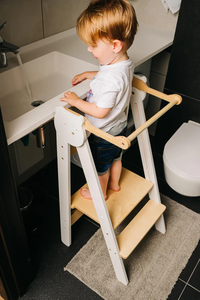 Montessori Wood <b>Learning</b> Stool Foldable Step Helper for Kitchen <b>Tower</b> Modern Design European Origin for Farmhouse Use - Product Image 2