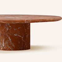 Table à manger moderne et durable Table basse ronde sculptée en travertin rouge/marbre pour salon