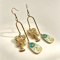 Boucles d'oreilles pendantes longues en acier inoxydable haut de gamme, couleur or vintage, avec fermoir homard, pour femme, style luxe léger, transfrontalières