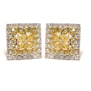 18K Blanc Rhodium Jaune Coussin Diamant Forme Carrée Boucles D'oreilles Style Vintage Or Matériel pour Les Fêtes-Lady's Exporter - Product Image 1