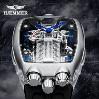 Montre de sport unisexe de luxe PINDU NH05 SEIKO Mouvement mécanique automatique Cadran carré Verre minéral Silicone Acier inoxydable
