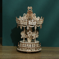 Décoration de bureau, puzzle en bois découpé au laser 3D, assemblage DIY, jouet carrousel pour les enfants de 5 à 7 ans