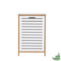 Armoire à linge autoportante avec porte inclinable à lattes pour chambre et salle de bain, rangement pour vêtements sales