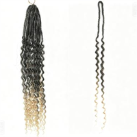 Treccine all'uncinetto pre-annodate Ombre Deep Wave Bohemian da 24 pollici, extension di capelli ricci sintetici morbidi per donna, per uso quotidiano e feste