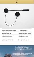 Casque de moto S11 avec écouteurs pour moto, étanche IPX-5, sans interphone, réduction de bruit CVC, radio FM intégrée, appels mains libres