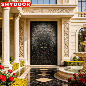 Portail <span class=keywords><strong>d</strong></span>'<span class=keywords><strong>entrée</strong></span> dynamique de luxe pour villa, en aluminium <span class=keywords><strong>d</strong></span>écoupé au laser, à double battant, activé par le vent, avec motif sculpté, en alliage, pour extérieur, sécurisé - Product Image 2