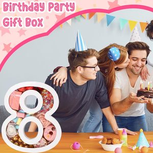 Caja de Cartón con Forma de Número 8 para Graduación, Bandeja para Servir Rellenable con Tapa Transparente, Apta para Alimentos, para Bodas/Cumpleaños - Product Image 6