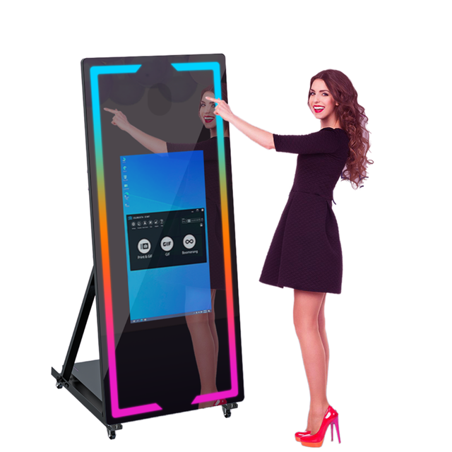 Interactive Mirror Photo Booth Social Media HD Touchscreen Instant Prints for Weddings Parties Magie AI Photo Booth