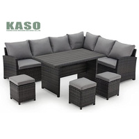 Ensemble de meubles de jardin, canapé d'angle, design en rotin, ensemble de chaises de salle à manger, ensemble de table de bistrot de jardin avec parasol