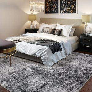 Soft Modern Abstract Polyester Area <strong>Rug</strong> with PVC-coated Backing-Low Pile Washable for Living Room <strong>Bedroom</strong> Office <strong>Grey</strong> - Product Image 3