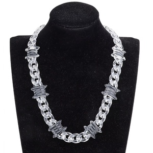 Best Seller Nuova Collana Personalizzata da Uomo con Lucchetto Satinato e Catena in Acrilico Trasparente a Spine, Idea Regalo <span class=keywords><strong>per</strong></span> Fidanzato - Product Image 1