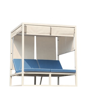 Lit de plage double de luxe en rotin avec auvent pour cour, villa, parc, hôtel et salon – Daybed d'extérieur - Product Image 3
