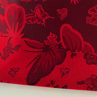 Le dernier tissu tissé floral de papillon rouge de tissu de jacquard de satin peut être employé pour la robe/robe somalienne de Dirac