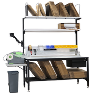 Table de travail modulaire en acier laminé à froid pour entrepôt, avec étagères et système de découpe intégré