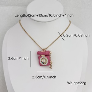 <span class=keywords><strong>Collier</strong></span> pendentif téléphone vintage SongYi, émail coloré, charme de téléphone rétro mignon, chaîne de cou pour femmes - Product Image 5