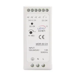 Wholesale MDR-60-24 Mini ac dc DIN Rail Power adjustable 24V/48V 60W be for industry