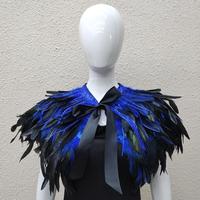 Châle en plumes multicolores avec nœud noir, accessoire de costume pour Halloween, carnaval, fête, cosplay, performance scénique