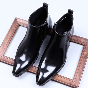 Zapatos de Vestir Formales de Negocios para Hombre, Estilo Británico Retro, Brocado Grabado, Punta Cuadrada, Cuero, Talla Grande, Transpirables, Color Negro, para Boda - Product Image 3