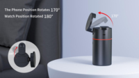 Hub de charge sans fil tout-en-un 4-en-1, chargeur Qi 15W avec haut-parleur et lampe LED, 360 °   Accessoire de bureau rotatif