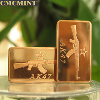 Barres de cuivre pur 999 fin, 1 once, en forme de fusil AK-47, Y033