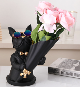 Escultura de florero de <span class=keywords><strong>Bulldog</strong></span> de lujo, escultura de resina con estatuilla de perro de cristal, 2023 - Product Image 6