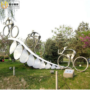Sculpture en acier inoxydable Jiahua, sculpture abstraite géométrique, montage au sol extérieur, forme irrégulière faite à la main, pièce d'art décorative - Product Image 5
