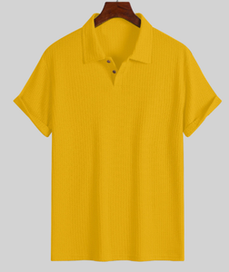 เสื้อโปโลผู้ชาย แขนสั้น ทรงหลวม คอปกพับได้ ลายถักเพชร สไตล์ลำลอง - Product Image 3