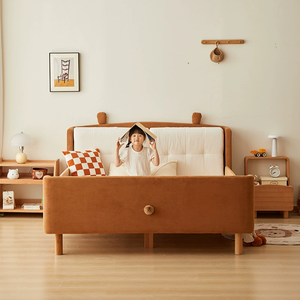 Cama moderna de madera maciza Marco de cama de madera para niños para el hogar Muebles de hotel - Product Image 2