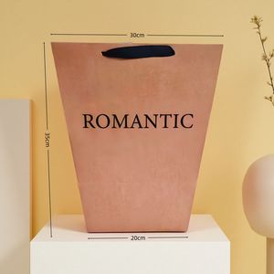 Grand sac en papier trapézoïdal avec poignée en tissu renforcé, impression personnalisée pour la livraison de fleurs fraîches, sac en papier en gros - Product Image 3
