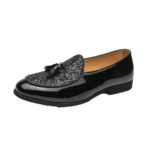 Mens Pointed Loafers <b>Sequin</b> Tassels Breathable Anti-Slippery Winter PU Leather Size 38-46 Wedding Party Evening Dress Shoes - Product Image 1