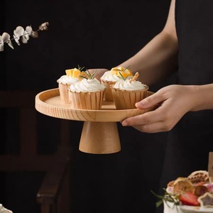 แท่นวางขนมหวานไม้ไผ่ทรงกลมสีธรรมชาติสำหรับงานวันเกิดและใช้ในบ้าน - Product Image 5