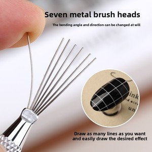 Chuyên Nghiệp 7 Pin Sọc Thép Không Gỉ Móng Tay Nghệ Thuật Lót Bàn Chải Siêu Mỏng Dòng Sơn Bút Đa Đầu Đất Sét Điêu Khắc Công Cụ AMO - Product Image 5