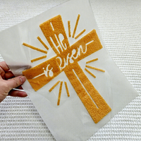 Patchs en chenille moelleux et écologiques, grand format, personnalisés, motif croix religieuse de Pâques Jésus, découpés au laser, thermocollants, brodés sur mesure, vente en gros