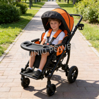 Poussette pour enfants atteints de paralysie cérébrale, légère, pliable, inclinable, fauteuil roulant pédiatrique de réadaptation avec absorption des chocs