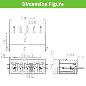 Bloques de Terminales Macho para Conectores Eléctricos para PCB, Paso de 3.5mm, 250V 7A - Product Image 2
