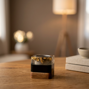 Brûleur d'encens en bois et résine fait main, diffuseur aromatique noir, base en bois de santal, style unique, décoration pour toutes les saisons, décoration Ramadan Eid - Product Image 1