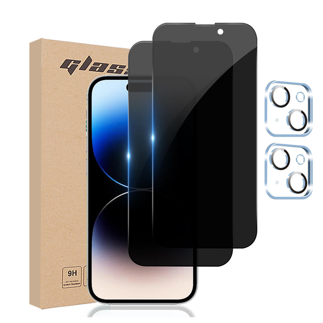 2.5D Privacy Screen Protector for iPhone 15 16 Plus 13 17 Pro Max Display 3 Pack Anti Spy Private Tempered Glass