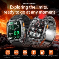 Montre connectée de sport d'extérieur AK103 pour hommes avec lampe de poche, SOS, suivi de la santé, modes sportifs multiples, Reloj Inteligente
