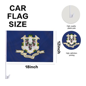 Drapeau de fenêtre de voiture personnalisé du Connecticut, 12x18 pouces, double face, en polyester, avec bannière automobile du Constitution State et poteau à clip, Sports - Product Image 2