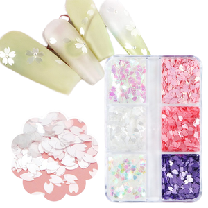 Lentejuelas <span class=keywords><strong>de</strong></span> Plástico para Decoración <span class=keywords><strong>de</strong></span> <span class=keywords><strong>Uñas</strong></span>, Estilo Bonito con Flores <span class=keywords><strong>de</strong></span> <span class=keywords><strong>Cerezo</strong></span>, 3mm, Blanco y Rosa Brillante, Diseño 3D <span class=keywords><strong>de</strong></span> Flores - Product Image 1