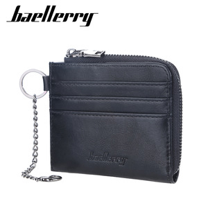 กระเป๋าสตางค์สั้นผู้ชายแบรนด์ Baellerry สีดำ มีซิปใส่เหรียญ พร้อมสายคล้องกันขโมย สไตล์วินเทจ ใช้ได้ทุกวัน - Product Image 1