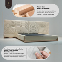 Ensemble de lit moderne de luxe pour chambre à coucher, tête de lit beige, lit queen-size ou king-size, cadre de lit en cuir ou velours, grand ensemble de lits pour chambre à coucher
